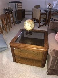 WOOD AND GLASS SIDE TABLE
