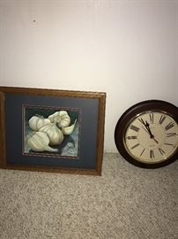 FRAMED ART AND CLOCK