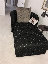 BLACK AND WHITE POLKA-DOT CHASE LOUNGE- 66"LONG X 31"WIDE X 27.5"TALL