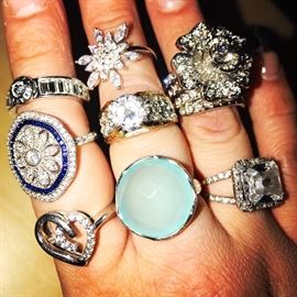 STERLING SILVER AND COSTUME RINGS