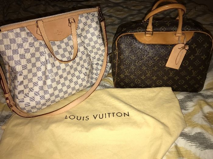 GENUINE LOUIS VUITTON HANDBAGS- DEAUVILLE BAG AND DAMIER AZUR SIRACUSA GM BAG