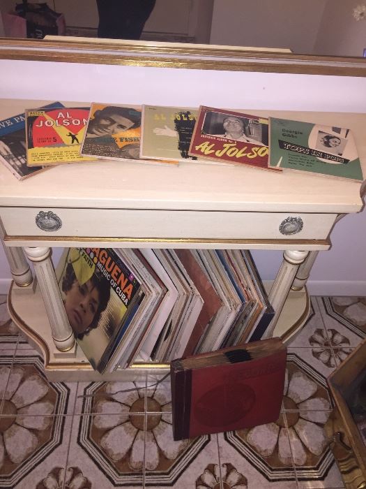 Vintage Console Table & Records 