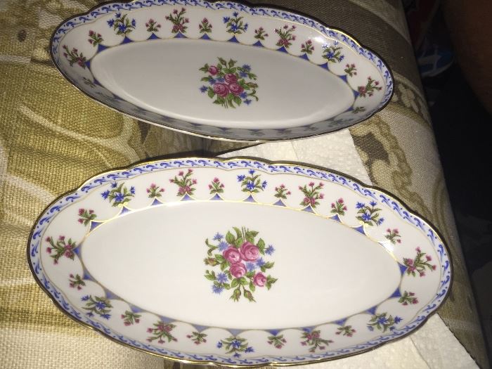 Pair Vintage Limoge Oval Dishes