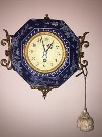 Vintage Blue/Grey German Clock w/Key