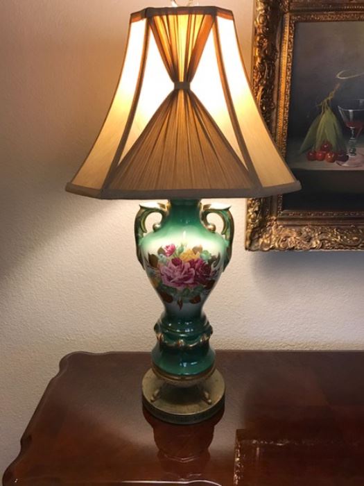 Vintage Ceramic Lamp with Roses and Original Shade 165.00
