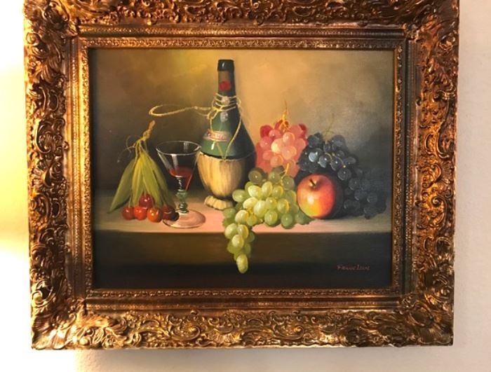 Frank Lean Original 'Still Life With Fruit' in Ornate Gilt Frame  (Image Size - 20"x16")  300.00