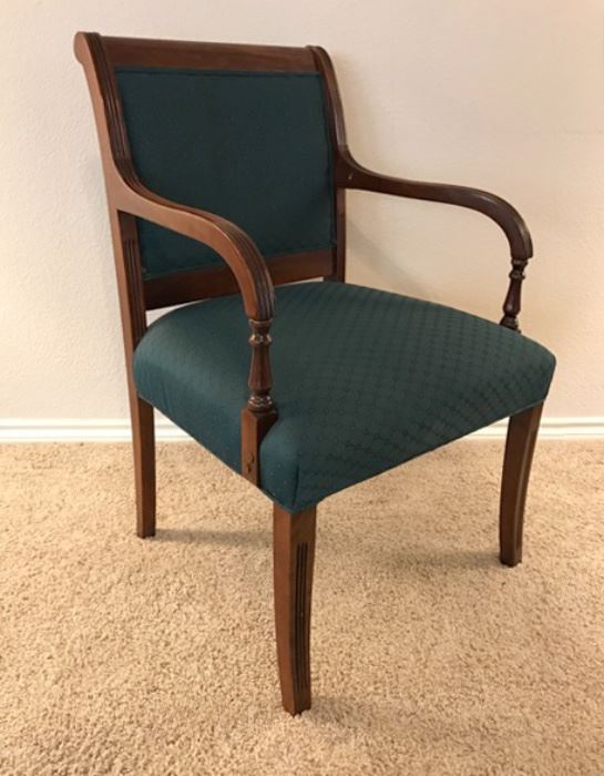 Walnut (?) Side Chairs with Green Upholstery 330.00 pair
