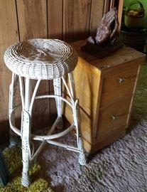 wicker stool, night stand