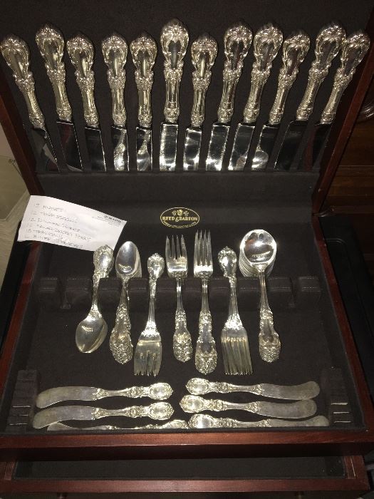 Rare 72 Piece Reed & Barton Burgundy Sterling Silver flatware set, amazing condition!! Over 2700 grams of sterling silver.