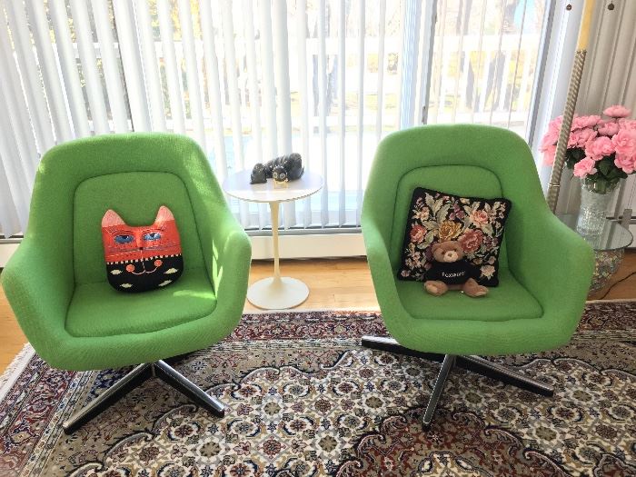 Pair of Eames Lime Green mid century chairs in mint condition. 