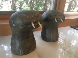 Original heavy Inuit art pieces, signed by artist