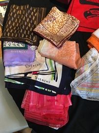 High End Designer Silk Scarfs.  Gucci, Givenchy, Halston