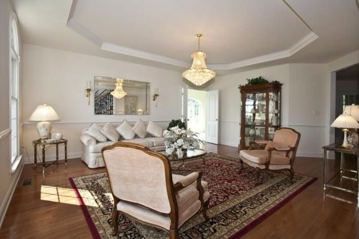 Living Room Chandelier & Furniture