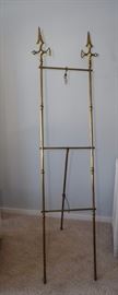 19th  C.,  French  Brass  Easel,  with  ax  form  finials  