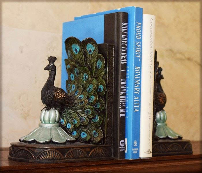 Decorative Peacock Bookends