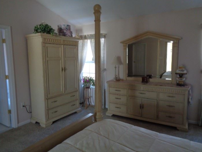 Bedroom set armoire and triple dresser w/mirror