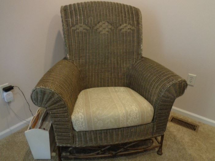 Charming wicker over-size chair in sage green