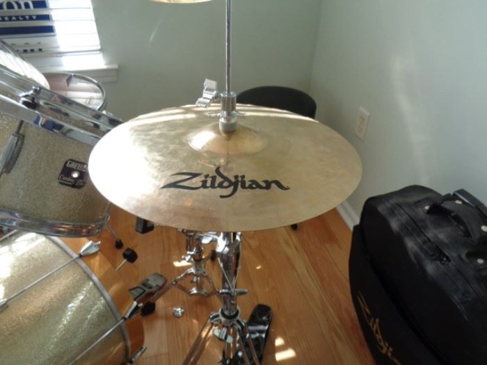 Zildjian cymbals with drum set