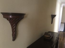 $80 Pair solid wood sconces/shelves