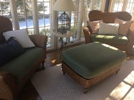 $200 each Oversized rattan sunroom chairs $125 ottoman
