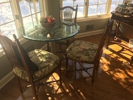 $125 Glass top dining table $60 each upholstered chairs