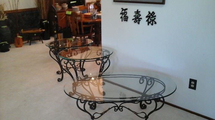 3 glass top tables