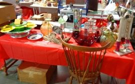 Spun Aluminum Chip & Dip Set (MIB) and assorted Glassware