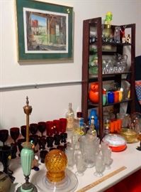 Ruby Glassware, Iris & Herringbone Pitcher Set