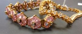 Vintage 18kt Gold Wash over Sterling Rhinestone Bracelets
