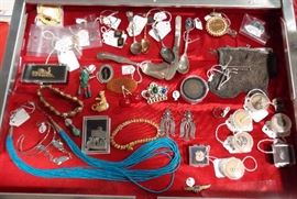 Military & Lodge Pins, Mesh Purse, Sterling Spoons & Earrings