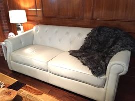 Contemporary White Leather Sofas & Chair.