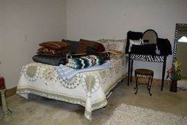 Quilt, Throw Pillows, Bed & King Koil, Dressing Table, Stool, Mirror