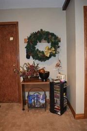 Tv Stand, CD's, Wreath Wall Hanging with birds