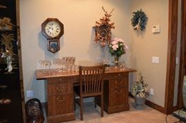 Desk, Clocks, Wreath, Planter