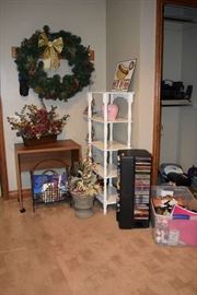 Tv stand, wreath, Vases, Pottery, Cd's, Purses, Magazine Rack