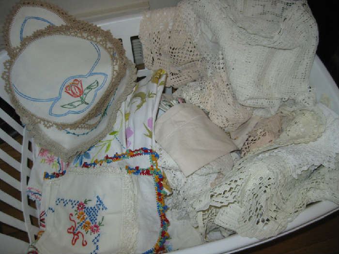 Assorted Linens and Embroidery Items