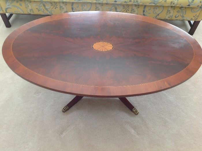 Oval inlaid coffee table