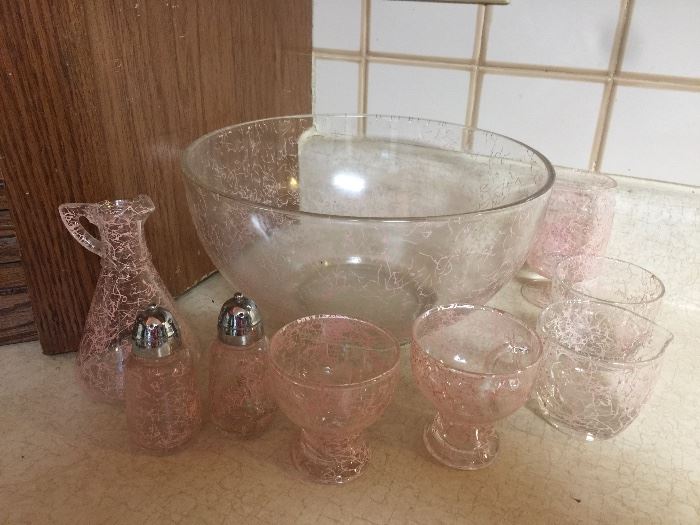 Vintage punch bowl and glasses