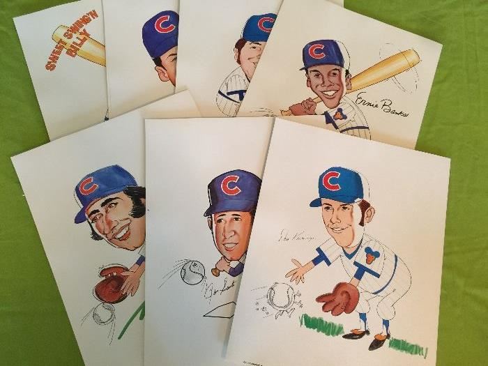 Caricatures of Cubs players