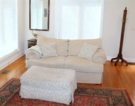 Upholstered loveseat - ottoman goes with oversized armchair