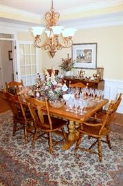 Burlington House dining table with 2 leaves and 6 chairs