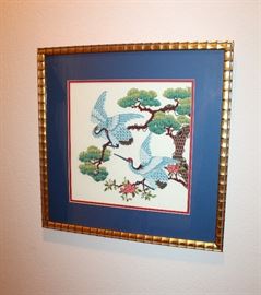 Asian cranes cross-stitch picture