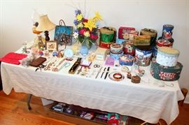 Costume jewelry, tins, home decor