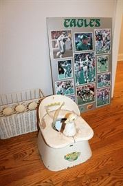 Vintage potty seat, Eagles poster