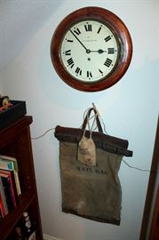 US Mail bag and antique Stewart Dawson clock