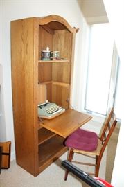 Drop front desk, vintage typewriter