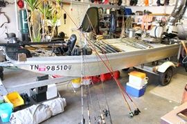 14 ft. Polarkraft jon boat - with galvanized trailer, 9.9 hp Ted Williams motor, and trolling motor 