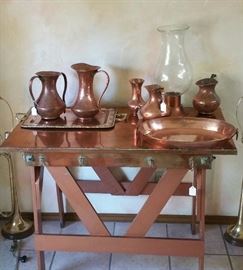 Copper Table Top & Pitchers & Tray