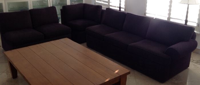 Kravet section sofa; custom coffee table