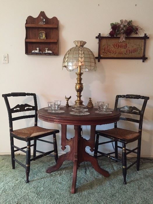 Parlor Table with Hitchcock Chairs